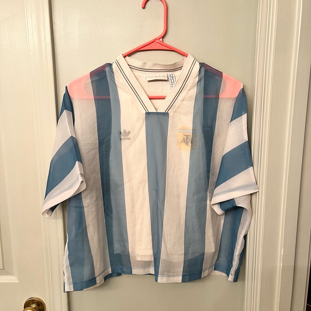 Adidas Argentina Striped Messi Fashion Jersey